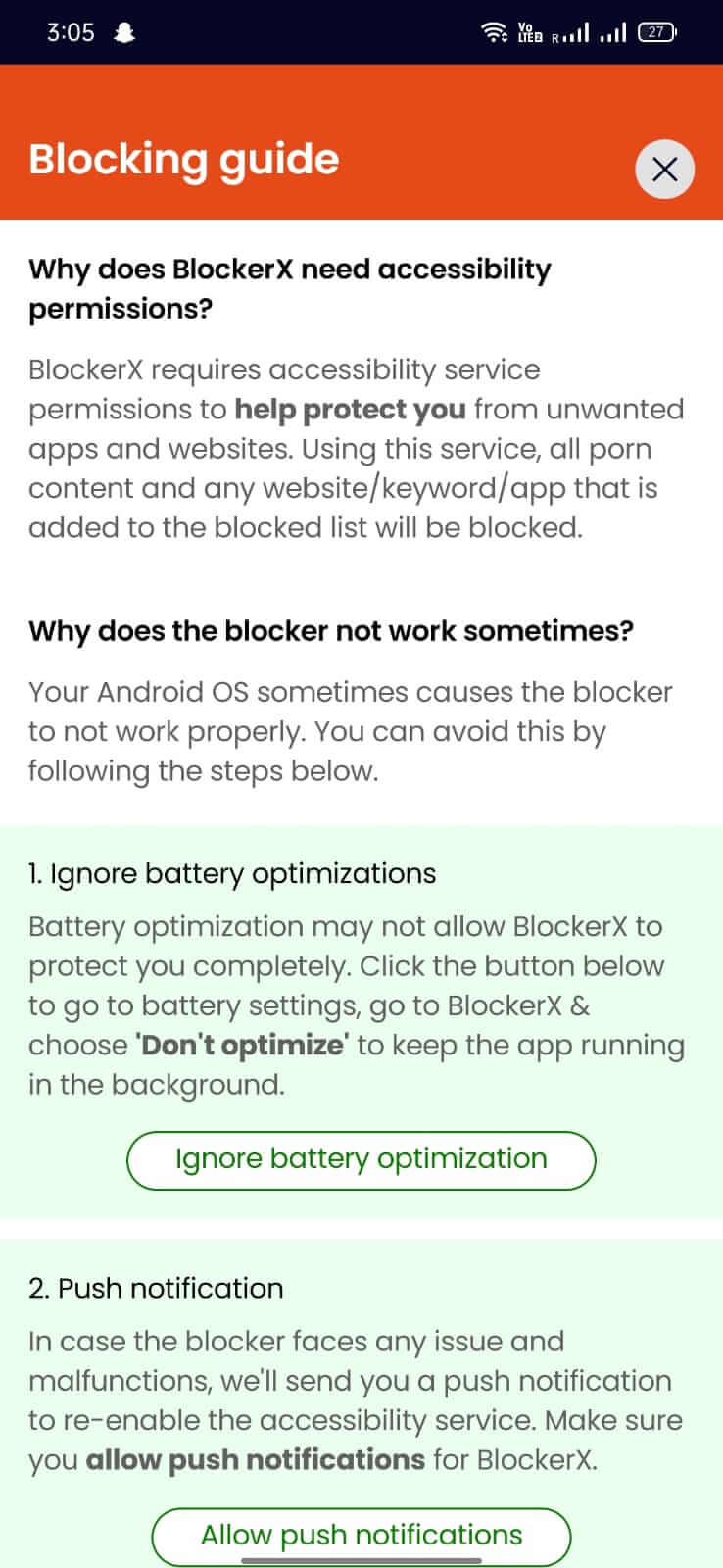 Screenshot BlockerX APK untuk Memblokir Konten yang Mengganggu