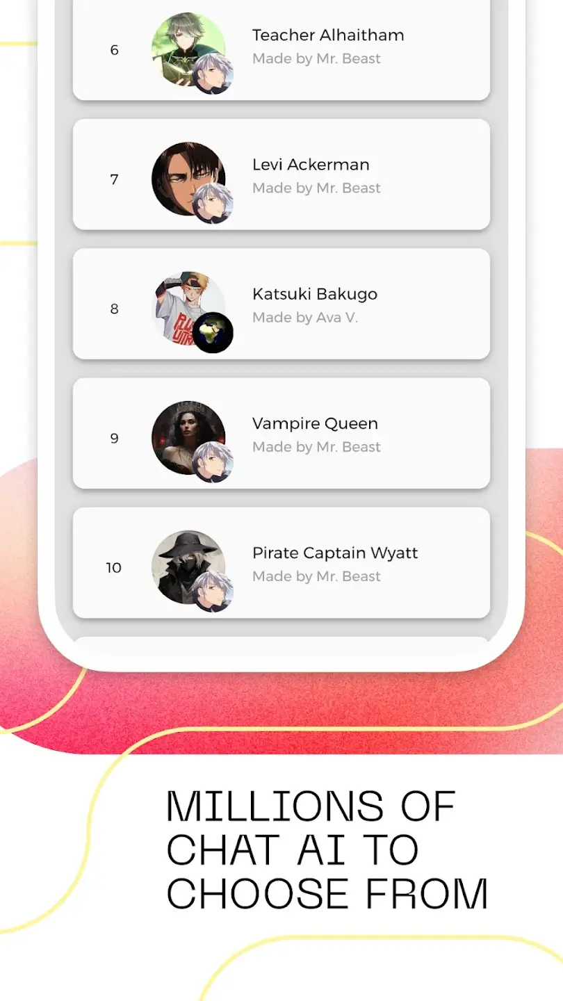 Screenshot Chai APK untuk Chat AI Teman Virtual