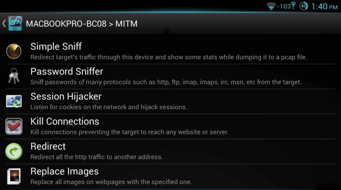 Screenshot dSploit APK v1.0.31b untuk Analisis Jaringan