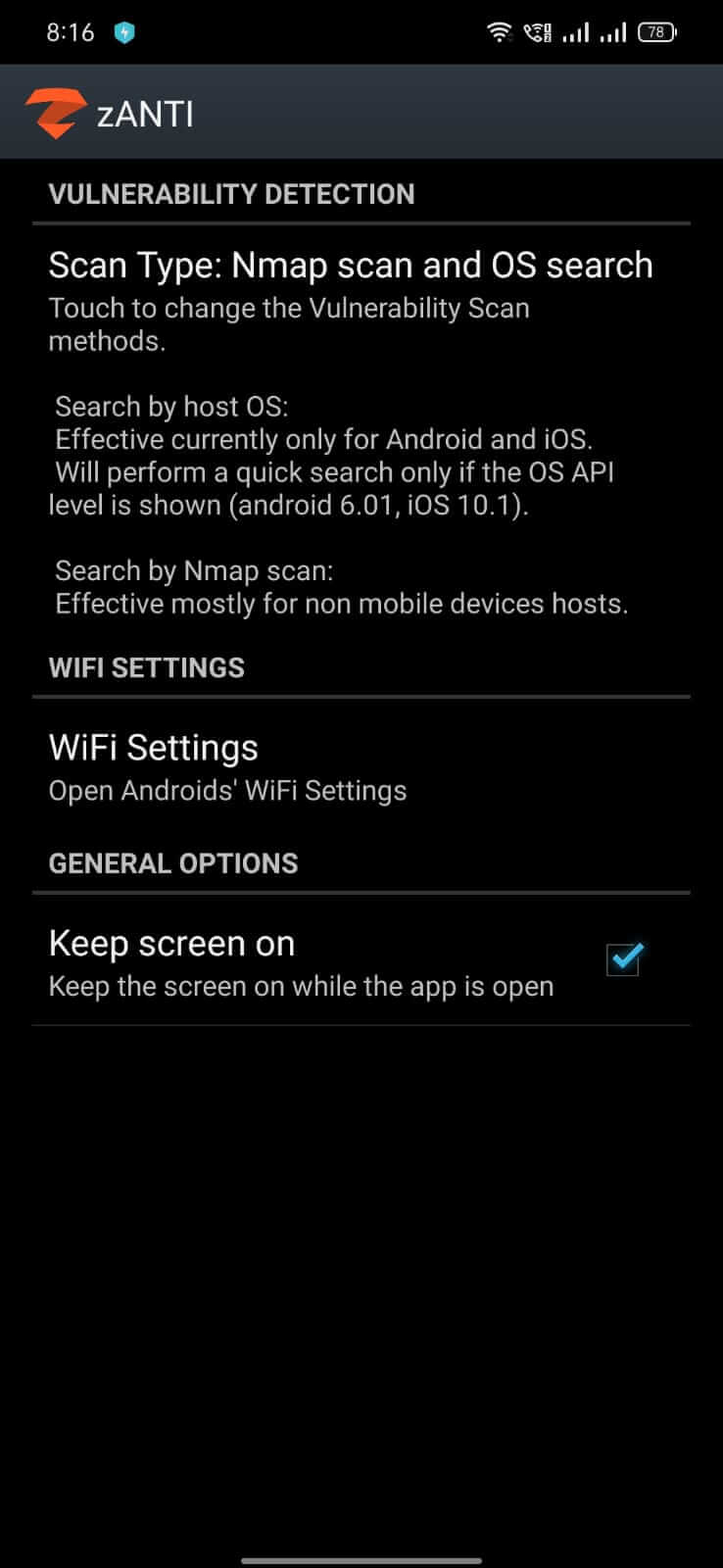 Screenshot zAnti APK v3.20 untuk Cek Keamanan Jaringan Android