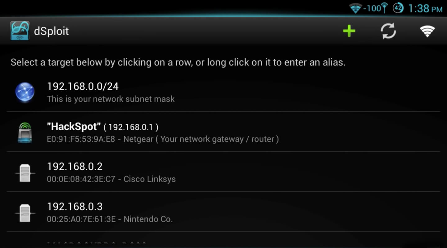 Screenshot dSploit APK v1.0.31b untuk Analisis Jaringan