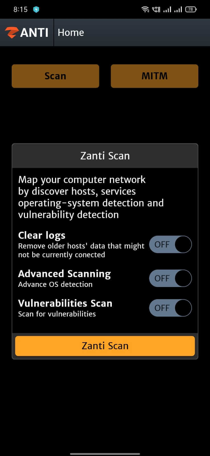 Screenshot zAnti APK v3.20 untuk Cek Keamanan Jaringan Android