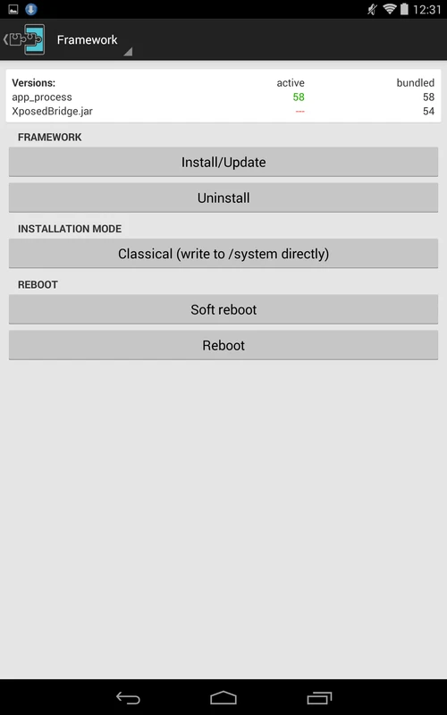 Screenshot Xposed Installer APK